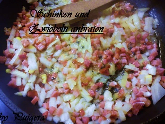 Rezept: Schinkennudeln mit Erbsen und Ei Bild Nr. 2 Schinkennudeln mit Erbsen und Ei - Rezept - Bild Nr. 2