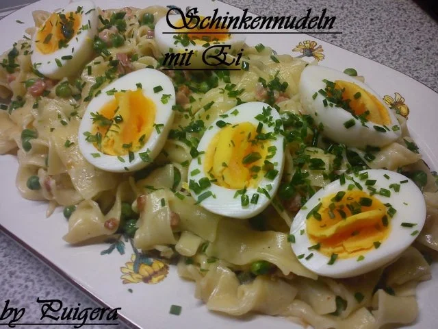Rezept: Schinkennudeln mit Erbsen und Ei Bild Nr. 5 Schinkennudeln mit Erbsen und Ei - Rezept - Bild Nr. 5