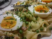 Rezept: Schinkennudeln mit Erbsen und Ei Schinkennudeln mit Erbsen und Ei - Rezept