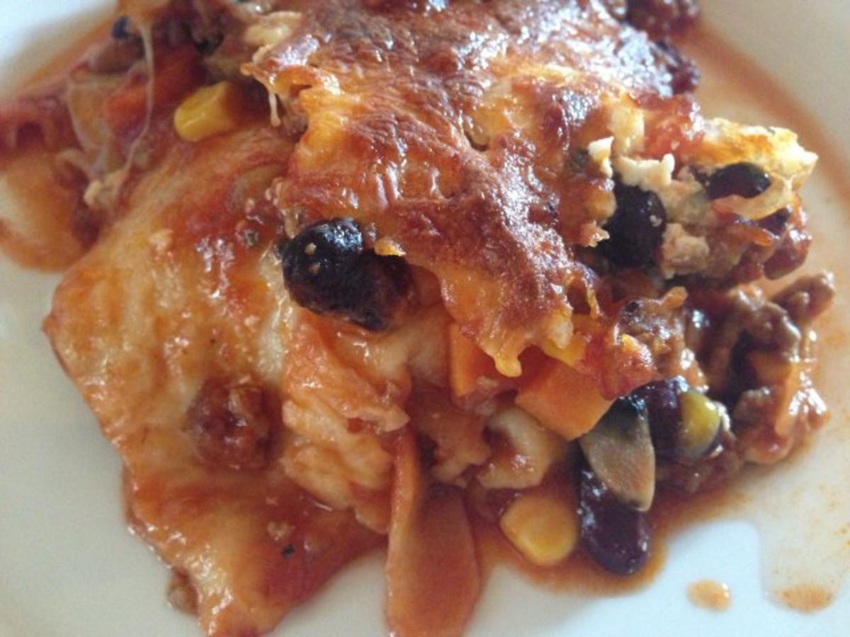 Mexikanische WRAP Lasagne mit Hackfleisch-Gemüsefüllung - Rezept