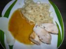 Orangen-Soße zu Hähnchenbrust und Tagliatelle , Salat der Saison - Rezept