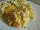 Fisch: Orangen-Fisch-Pfanne an Kräuternudeln - Rezept