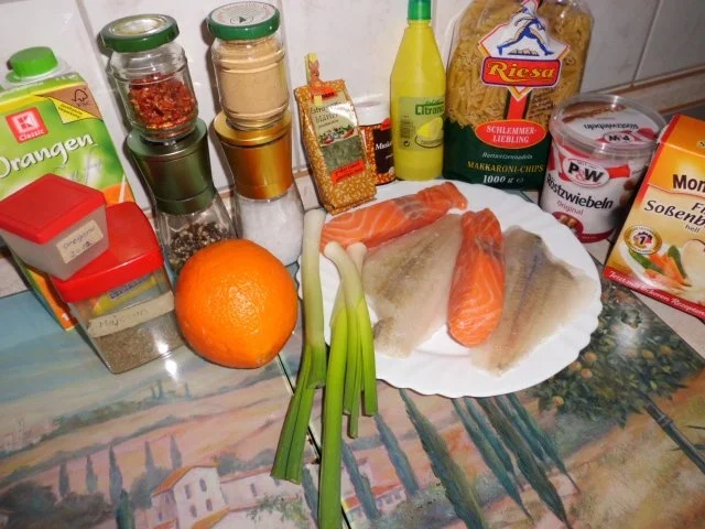 Fisch: Orangen-Fisch-Pfanne an Kräuternudeln - Rezept - Bild Nr. 2