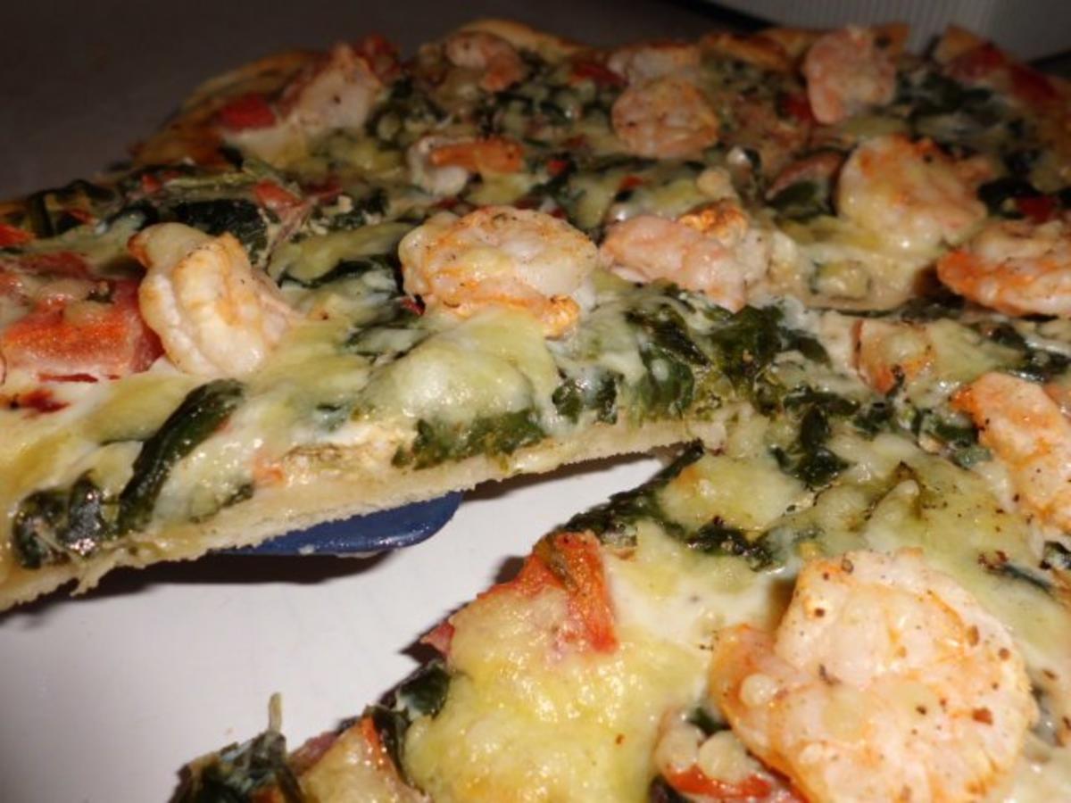 Pizza: Garnelen Spinat Pizza - schnell &amp; einfach - von widder1987