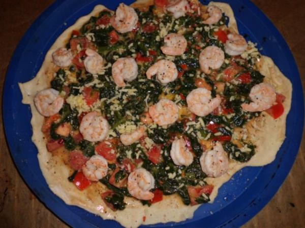 Pizza Garnelen Spinat Pizza Rezept Mit Bild Kochbar De