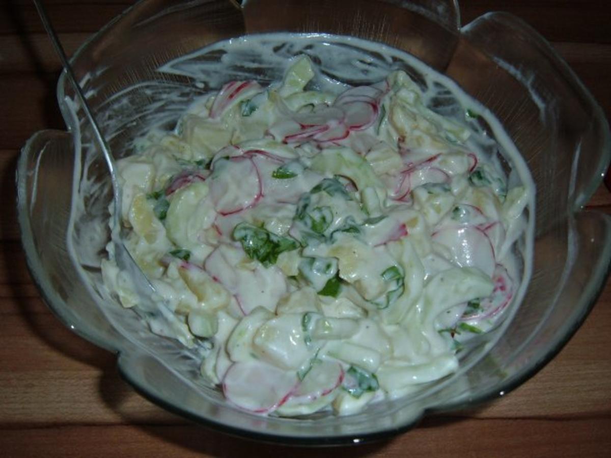 Salate : Kartoffelsalat mit Gurke und Radieschen - Rezept - Bild Nr. 5