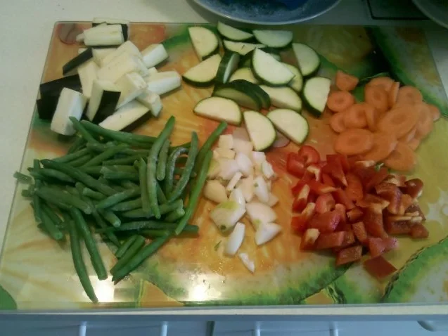 Gemüse: Gedämpftes Gemüse mit Käse-Schinkensoße und Reis - Rezept - Bild Nr. 4