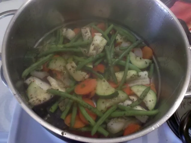 Gemüse: Gedämpftes Gemüse mit Käse-Schinkensoße und Reis - Rezept - Bild Nr. 9