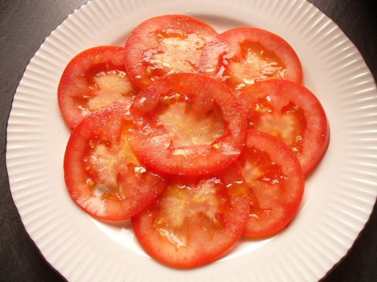 Champignonsalat auf Tomatencarpacchio - Rezept - Bild Nr. 8