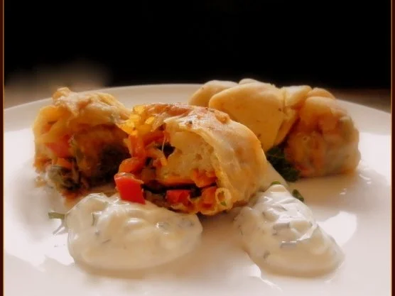 Rezept: Knusperwickel mit Frühlingsgemüse und Bärlauchdip Bild Nr. 2 Knusperwickel mit Frühlingsgemüse und Bärlauchdip - Rezept - Bild Nr. 2