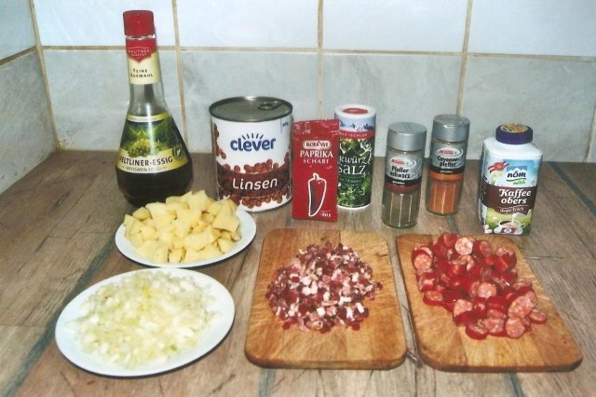 Linsensuppe mit Speck, Würstel und Kartoffel - Rezept - Bild Nr. 3