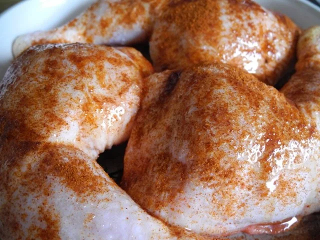 Geflügel : Hähnchenschenkel gebacken und gegrillt - Rezept - Bild Nr. 4