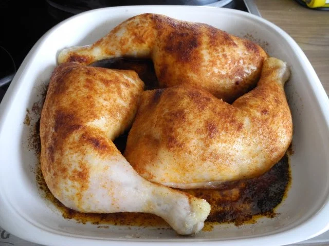 Geflügel : Hähnchenschenkel gebacken und gegrillt - Rezept - Bild Nr. 6