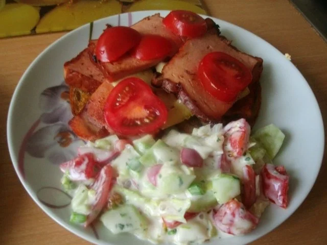 Leberkäse mit Tomaten Käse und Ei - Rezept - Bild Nr. 12