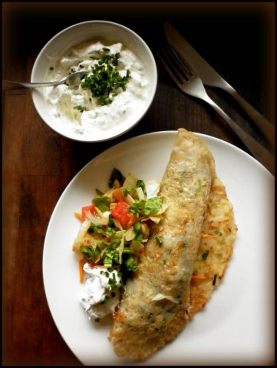 Kräuter - Pfannkuchen mit Mangoldfüllung - Rezept - kochbar.de