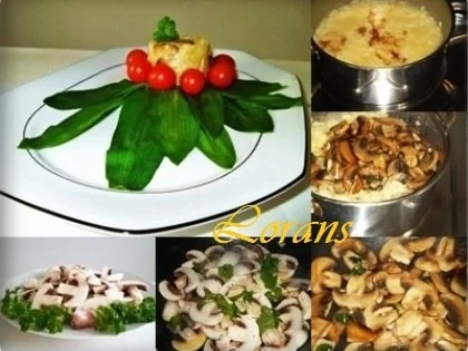 Champignons-Reis mit Cocktailtomaten auf Bärlauchblätter - Rezept - Bild Nr. 13