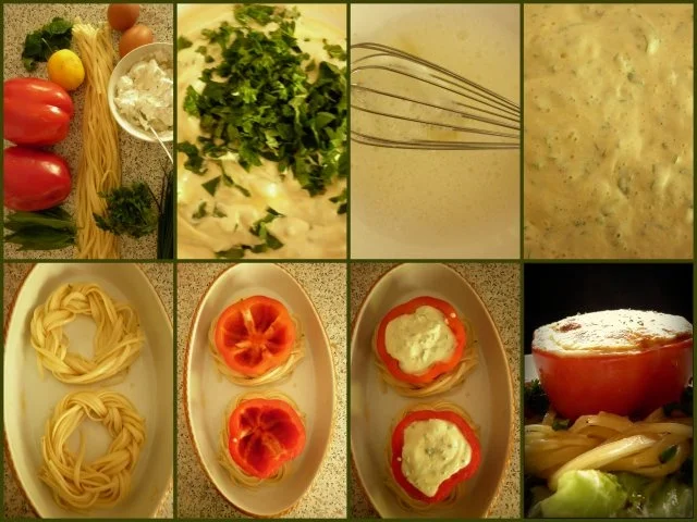 Rezept: Gefüllte Paprika im Nudelnest Bild Nr. 2 Gefüllte Paprika im Nudelnest - Rezept - Bild Nr. 2