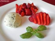 Basilikum - Eis an Balsamico - Erdbeeren - Rezept