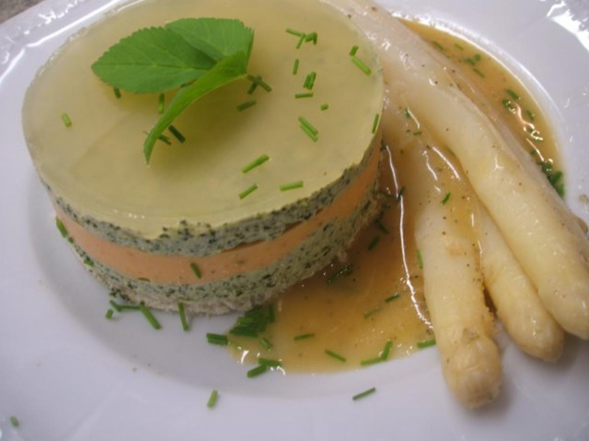 Fisch: Lachs-Frischkäse-Törtchen mit fränkischem Spargelsalat - Rezept