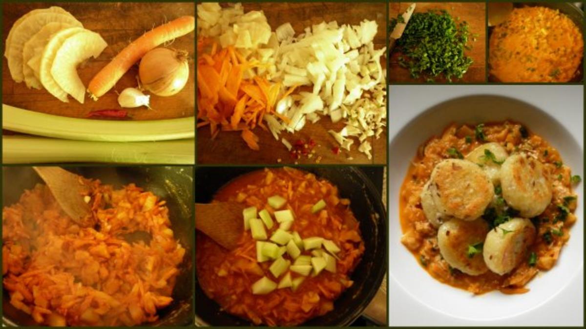 Kartoffel-Sellerie-Gnocchi mit Rhabarber-Chutney - Rezept - Bild Nr. 3