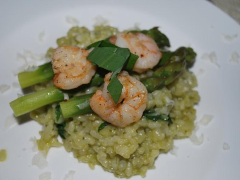 Bärlauch Risotto mit grünem Spargel und Scampis - einfach - von Anni2000
