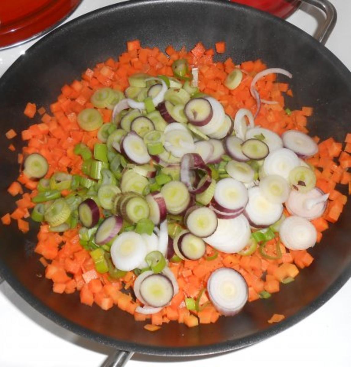 Filet im Bärlauchmantel auf Gemüse und Basmatireis - Rezept - Bild Nr. 8