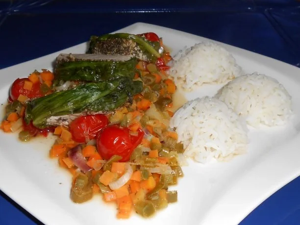 Filet im Bärlauchmantel auf Gemüse und Basmatireis - Rezept - Bild Nr. 16