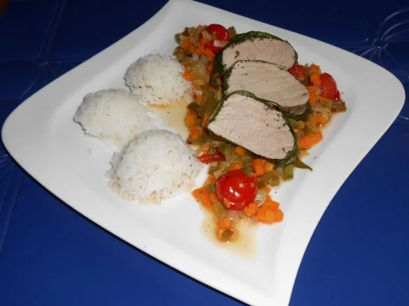 Filet im Bärlauchmantel auf Gemüse und Basmatireis - Rezept - Bild Nr. 17