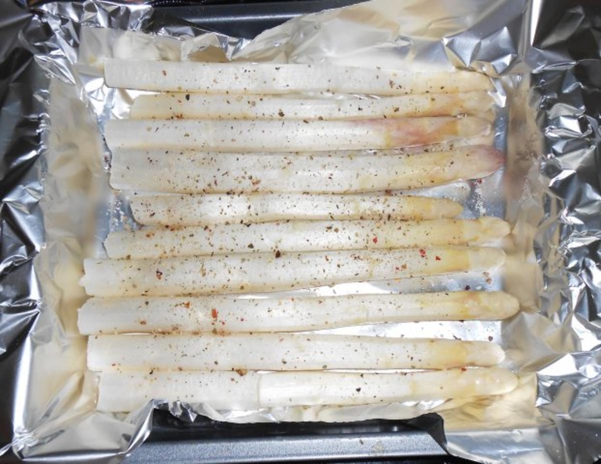 Spargel aus dem Ofen mit geräucherter Lachsforelle - Rezept - Bild Nr. 2