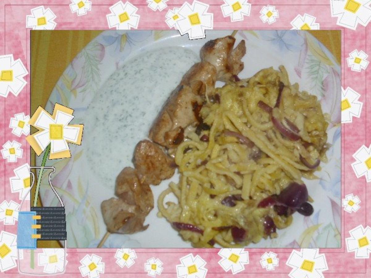 Hähnchen Spieße zu Spätzle Gratin - einfach - 176 kcal/100g