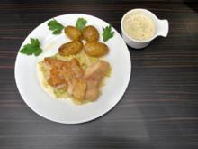Hamborger Pannfish ob Rosmarienkartüffeln, Gemüse von Mark in einer fienen Senfsoss - Rezept