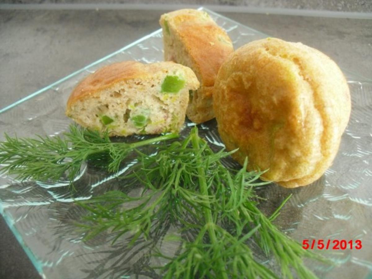 Muffin mit Speckwürfeln und Lauchröllchen - Rezept - kochbar.de