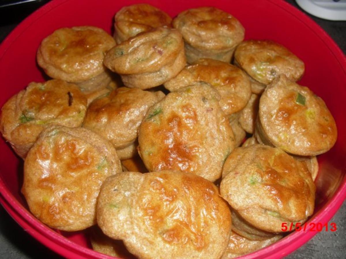 Muffin mit Speckwürfeln und Lauchröllchen - einfach - 152 kcal/100g