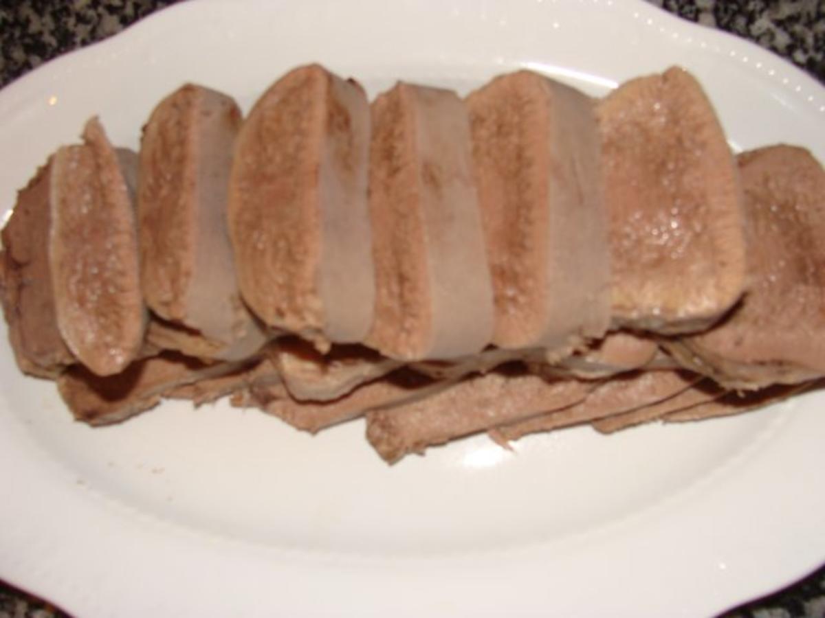 Fleisch : Kalbszunge gekocht und gebraten mit Meerrettichsoße - Rezept - Bild Nr. 4