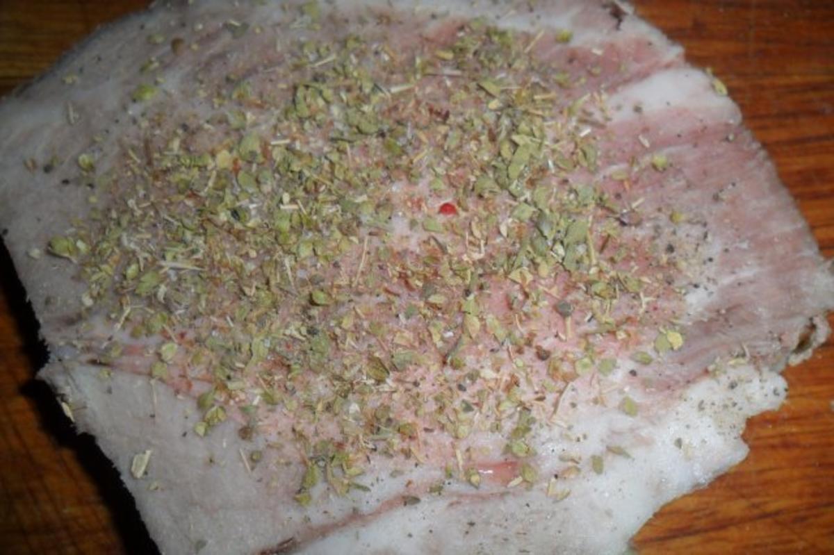 gebundener schweinekamm mit ziegenkäse-äpfeln-zwiebeln-oregano - Rezept - Bild Nr. 6