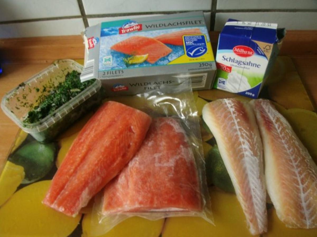 Gemüsereis mit 2 Sorten  Fisch in Sahnedillsauce - Rezept - Bild Nr. 2