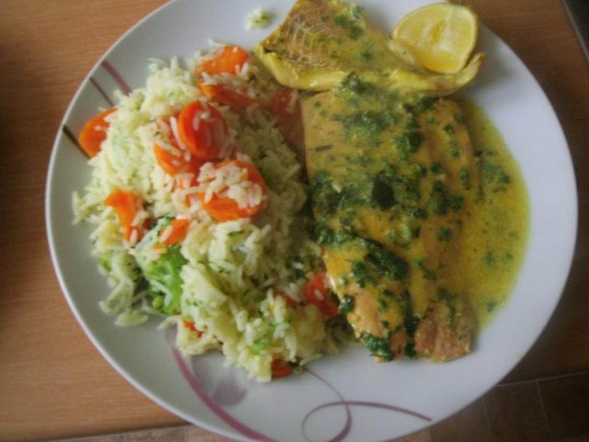 Gemüsereis mit 2 Sorten  Fisch in Sahnedillsauce - Rezept - Bild Nr. 9
