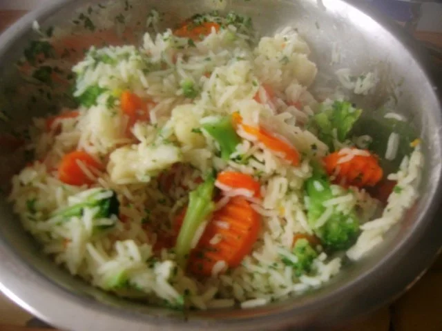 Gemüsereis mit 2 Sorten  Fisch in Sahnedillsauce - Rezept - Bild Nr. 6