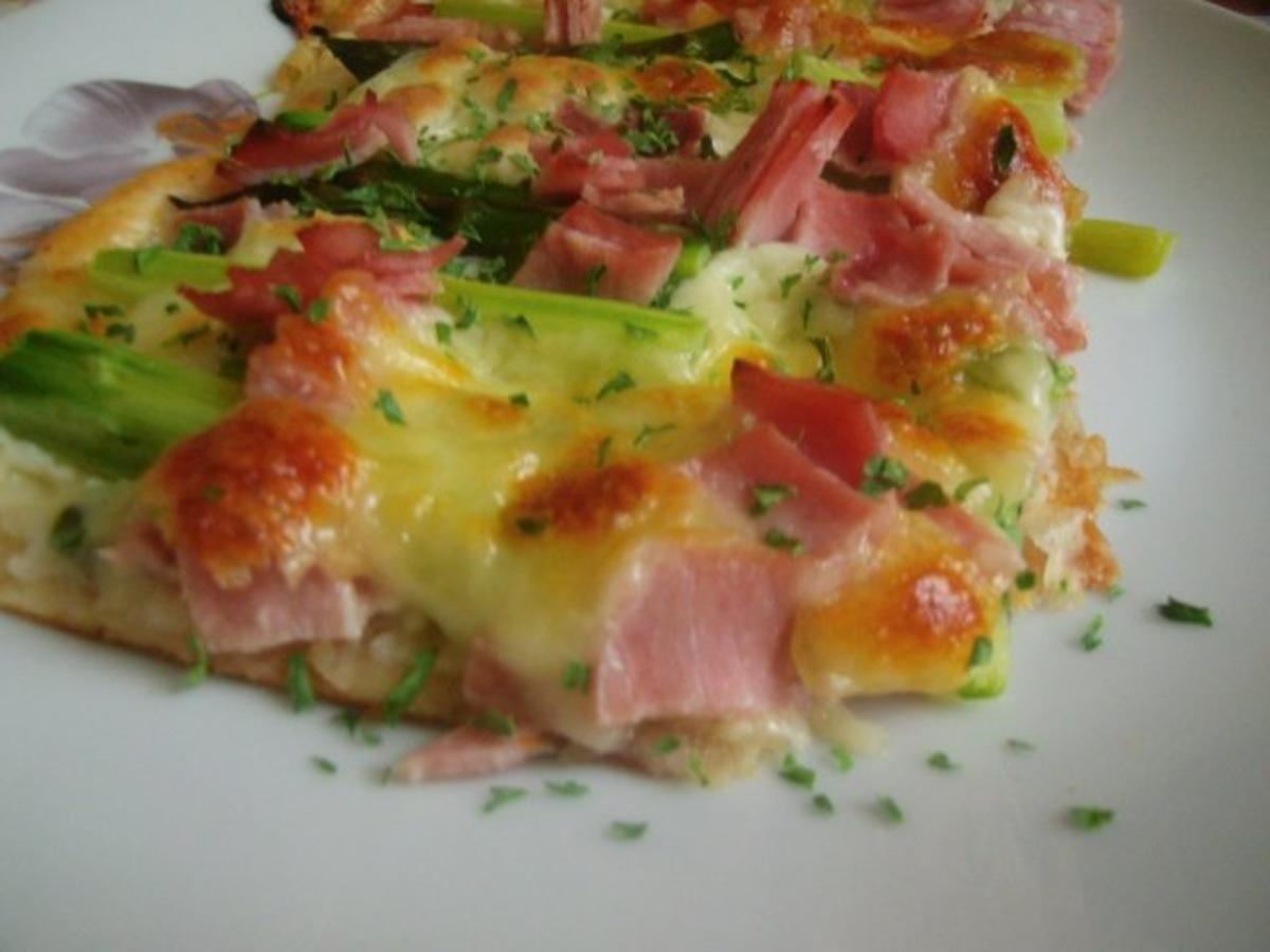 Blätterteigpizza mit grünem Spargel und Schinken - Rezept - Bild Nr. 11