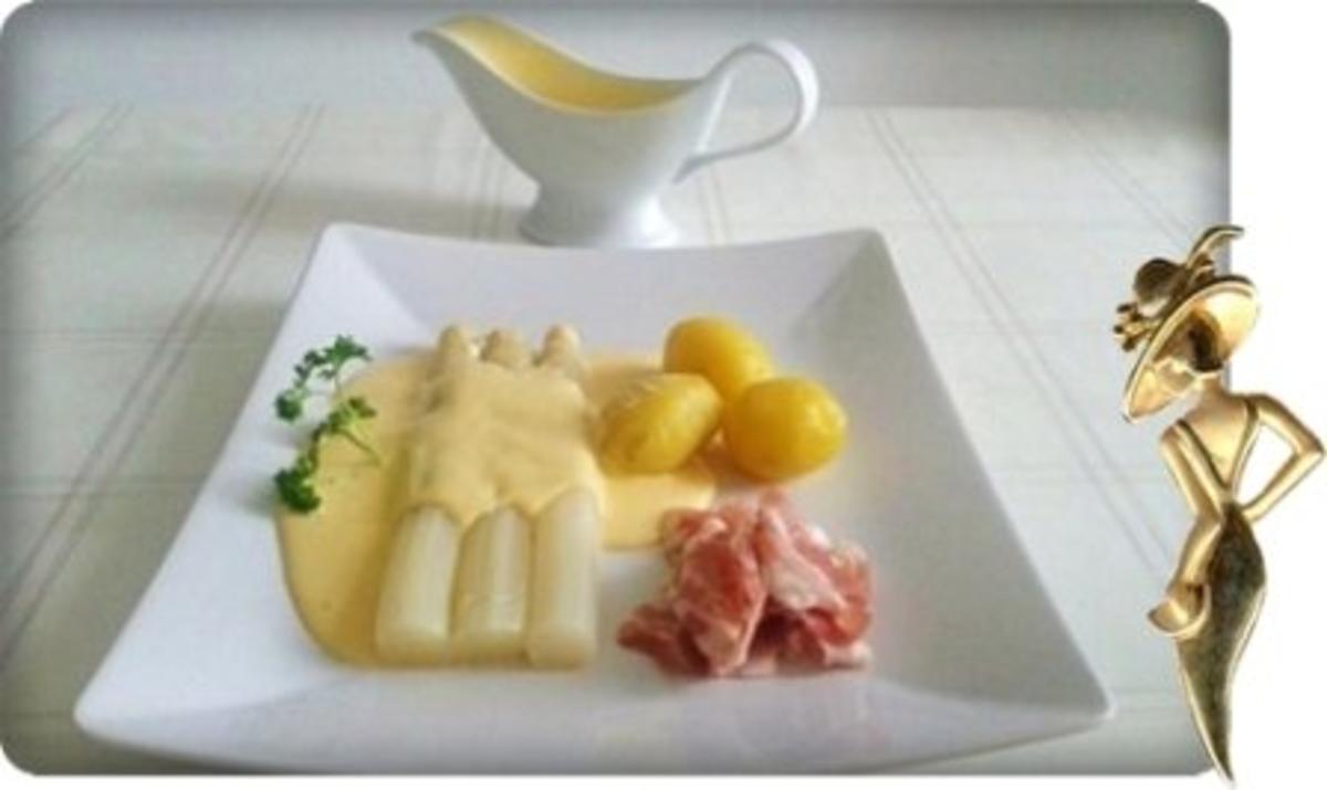 Bilder für Spargel mit Jausenspeck, Pellkartoffeln und selbstgemachter Sauce Hollandaise - Rezept