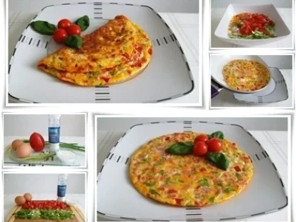 Pikantes  Omelett mit Tomaten und Frühlingszwiebeln - Rezept - Bild Nr. 3