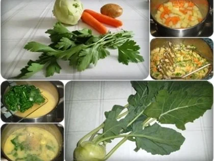 Kohlrabi Cremesuppe mit buntem Gemüsetürmchen - Rezept - Bild Nr. 3