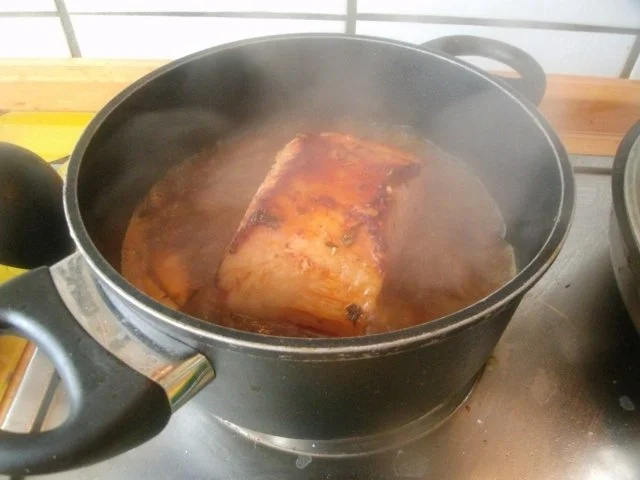 Rezept: Kasselerlachsbraten mit Champis und Spargel Bild Nr. 3 Kasselerlachsbraten mit Champis und Spargel - Rezept - Bild Nr. 3