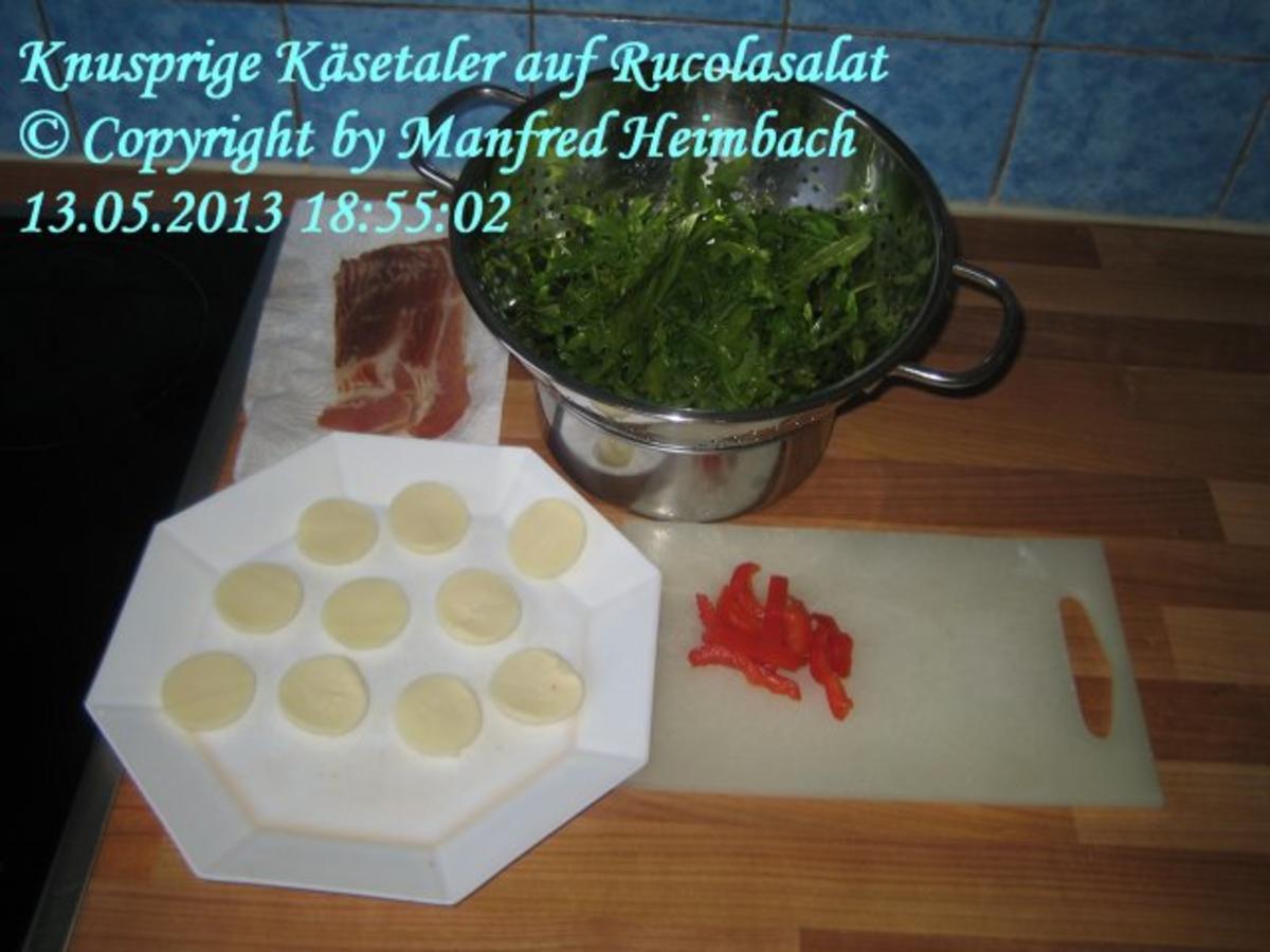 Käse – Knusprige Käsetaler auf Rucolasalat - Rezept - Bild Nr. 4