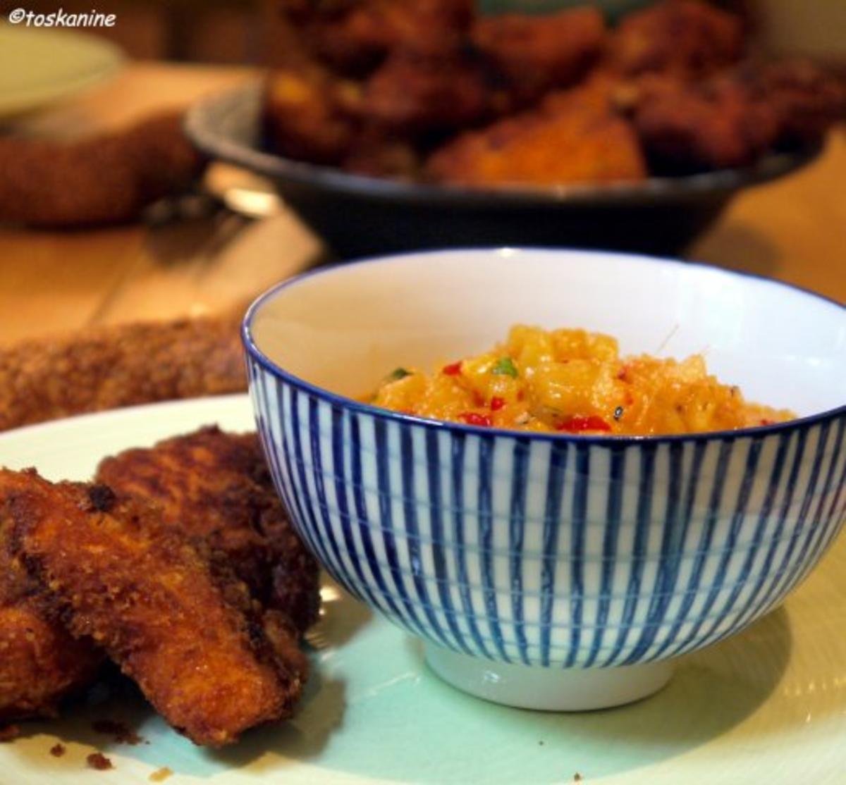 Bilder für Parmesan-Hähnchen-Nuggets mit Ananas-Chutney - Rezept