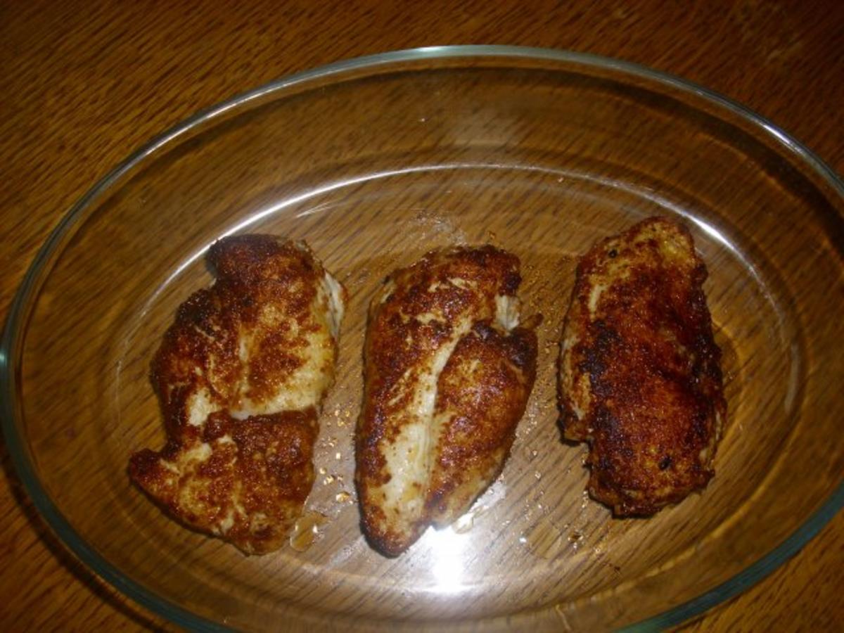 Überbackenes Hähnchen in Paprika-Pilzrahm - Rezept - Bild Nr. 2