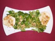 Gebackene Birnen mit Gorgonzola-Füllung auf Feldsalat - Rezept