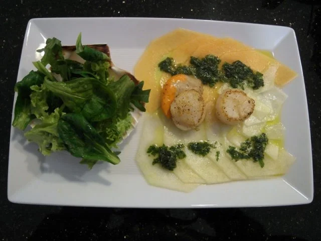 Melonen-Carpaccio mit Jakobsmuschel - Rezept