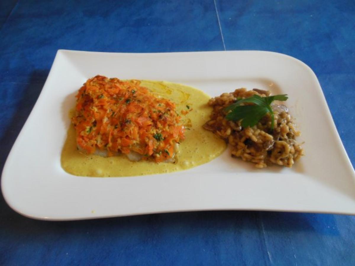 Fisch: Heilbuttfilet mit Karotten-Koriander-Haube und Currysoße - Rezept - Bild Nr. 12