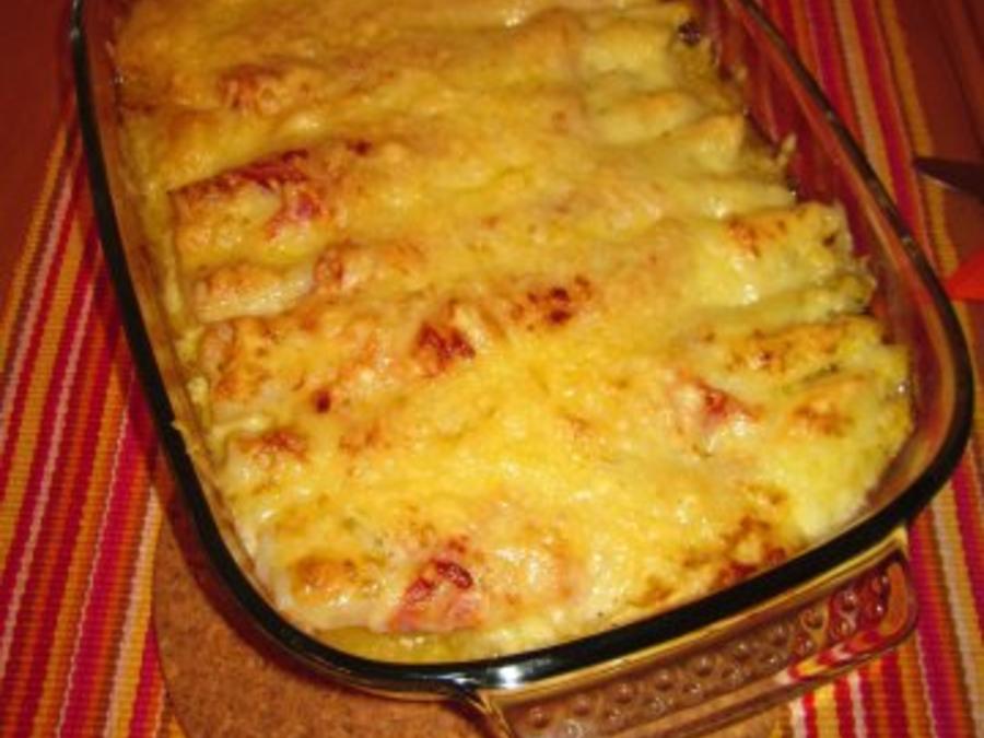 Überbackene Spargel Schinken Röllchen in Hollandaise - einfach - von MeMi